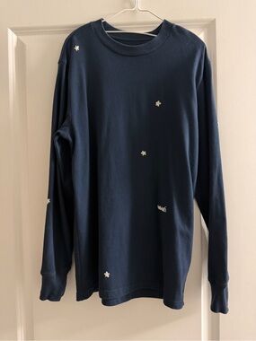 Aime Leon Dore Floral embroidered long sleeves t-shirt in navy XS